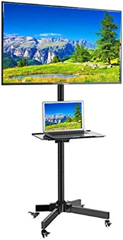 EZM Mobile TV Cart Rolling Stand for LCD LED Plasma Flat Panel with Shelf Fits 23" to 55" (002-0038)