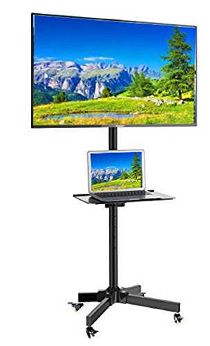 Ezm Mobile Tv Cart Rolling Stand For Lcd Led Plasma Flat Panel With Shelf Fits 23" To 55" (002-0038) #TOP1