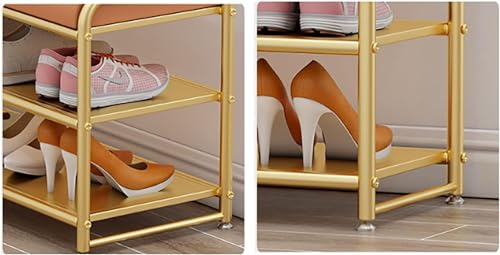 Étagère à chaussures pour petits espaces avec banc intégré et structure en fer - 5