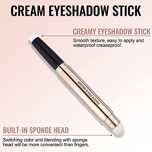 Erinde Cream Eyeshadow Stick, Shimmer Metallic Eye Shadow Crayon Makeup Pen, Cream Eye Highlighter Brightener Stick, Waterproof, Long Lasting, Highly Pigmented, Save Time, 02# Light Gold Shimmer #TOP3