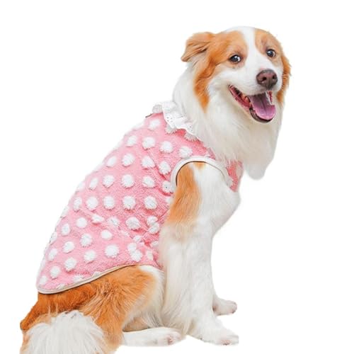 ISUPY ふわふわ ペット服 犬服 コート 秋冬 犬用パーカー Dカン付き 防寒 暖かい ドッグウェア ベスト 小中大型犬 ワンちゃん 洋服 お散歩お出かけ (5XL,ピンク)