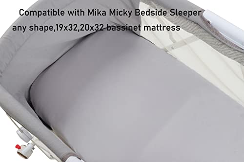 Satin Bassinet Sheet 2 Pack Ultra Soft Silk Compatible With Mika Micky Bedside Sleeper Fits Perfectly On 19 X 32 Inch Bed Side Sleeper Mattress Pad Protect For Baby Hair And Skin Pink Grey #TOP1