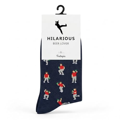 feetopia Socks with Hilarious Drinker Design Ideal Alchol Lover Gift for Men 1 Pair Per Pack Size 8-13