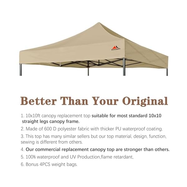 Scocanopy commercial 10×10 canopy replacement canopy topcanopy cover only khaki  urban country home decor