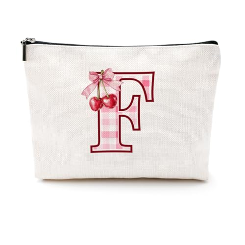 CQM Cherry Bag Initial F Makeup Bag Cherry Gifts for Women Cosmetic Bags