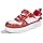 LUCKY STEP Girls' Glitter Trainers with Velcro Fastening, Breathable Sports/School Shoes with Glitter Beads (for Kids/Girls) White Red 28 EU