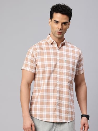 Image of Majestic Man Slim Fit Pure Cotton Checked Half Sleeve Casual Shirt