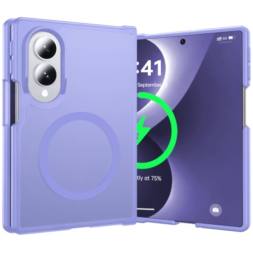 Image of NO.1 Magnetic for Samsung Galaxy Z Fold 8 Case with MagSafe Blue | [Military Grade Drop Tested][Translucent Matte][Anti-Fingerprint] Soft Silicone Bumper for Samsung Fold 8 Case,Light Purple