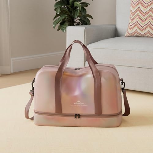 Travel Bag, Gym Bag for Women, Weekender Bags for Women, 40 L Waterproof Duffel Bag, with Shoe and Wet Compartments, Perfect for Gym,Overnight and Travel Use (Pink)2