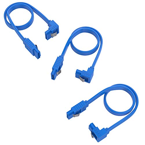 Sabrent Sata Iii (6 Gbit/S) Right Angle Data Cable With Locking Latch For Hdd / Ssd / Cd And Dvd Drives (3 Pack 20 Inch) In Blue (Cb-Srb3) #TOP2