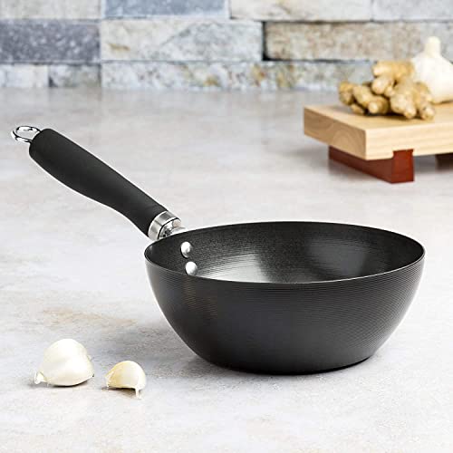 Ecolution Non-Stick Carbon Steel Wok With Soft Touch Riveted Handle, 8",Black #TOP6