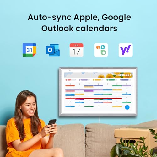 Image of Apolosign 27-inch Digital Calendar & Smart Family Wall Planner, No Subscription, Shared Touchscreen Display with Calendar Sync, Chore Charts & Family Scheduling Hub, Wall Mount Included (Gray)