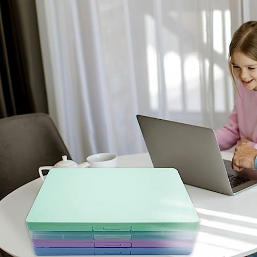 4 Pack Colorful A4 File Box, Storage File Boxes Plastic Scrapbook Paper Storage Containers For Organizing A4 Paper Photo Document Magazines Office Desk Storage Organizer (12.8*9.25*0.78In) #TOP5