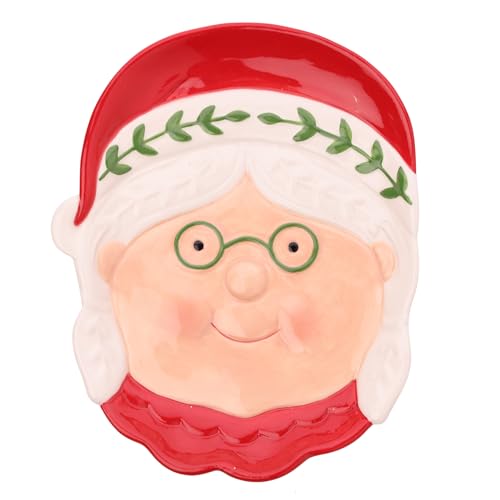 Widdop Santa & Friends Assiette de Noël nordique en céramique avec verres – Plat de service festif pour collations et biscuits – 20 cm