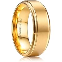 CASSIECA Anillo Hombre Tungsteno Anillo para Hombre Oro 8MM