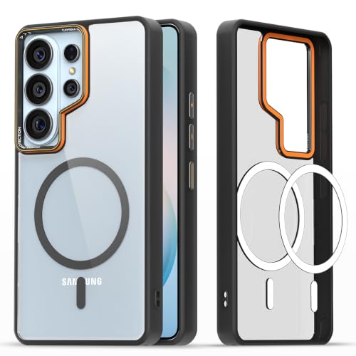 Image of Pikkme Back Cover for Samsung S26 Ultra 5G | Shockproof | Mag-Safe Compatible | Hard Transparent Back | Premium Raised Camera Protection | Bumper Case (Black Mag-Safe)