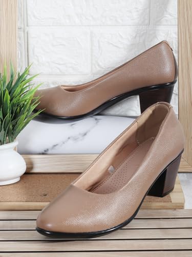 Image of Carlton London Women Comfortable Block Heel Pointed Toe Slip On Fashion Shoes for Daily use, Office use, Casual use
