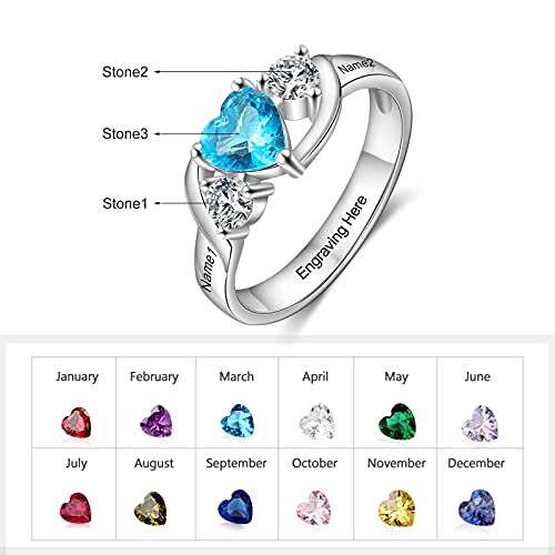 Personalized Promise Rings for Her with Simulated Birthstone Couples Names Love Forever Engagement Rings for Women2