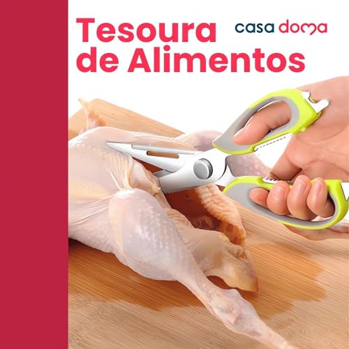 Tesoura De Cozinha Desmontável Aço Inox Cortar Alimentos Frango Peixe Multiuso-Vende Mais (Verde)