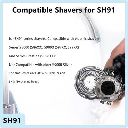 SH91/52 Replacement Heads for Philips Norelco Shaver Series 9000,s9000 Prestige(SP98xx) Electric Shaver,SH91 Precision Blades Compatible with Norelco 9000 Replacement Heads