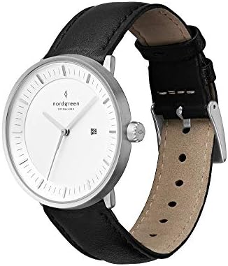 Nordgreen Philosopher Scandinavian Silver Analog Watch with Leather or Mesh Interchangeable Straps