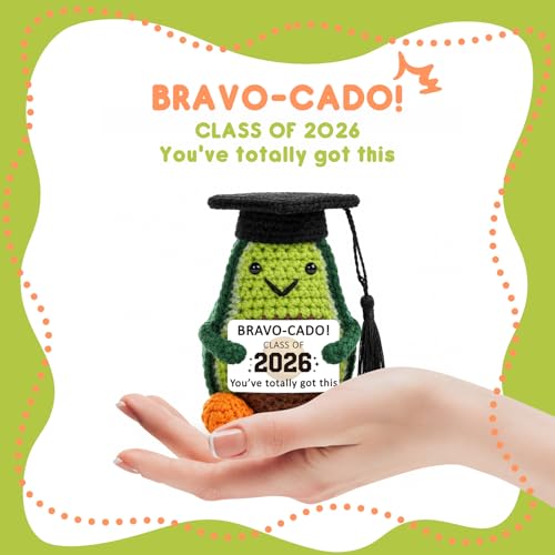 Class of 2026 Graduation Gift, Crochet Doll with Graduation Cap, Handheld Graduation Card, Teacher Congrats Gift for High School College Students US-SY-1005-Avocado — view 5