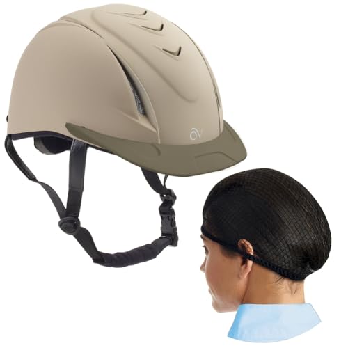 OVATION Deluxe Schooler Tan XS/S Helmet with Deluxe PK/2 Black One Size Hair Net