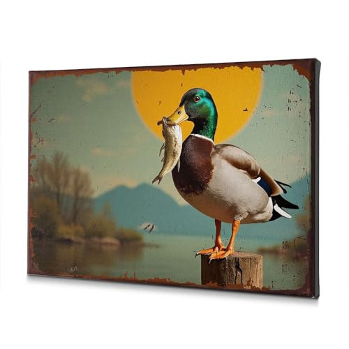 Toile décorative canard au coucher de soleil, impression artistique haut de gamme