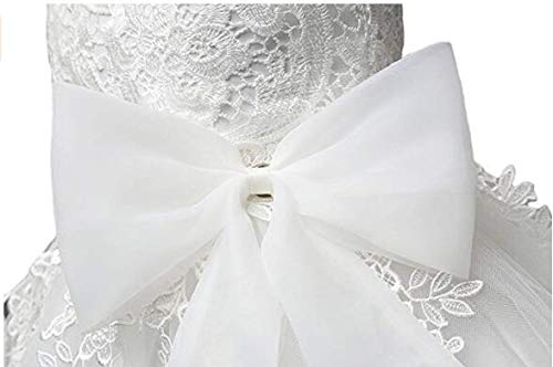 Mallimoda Girl's Lace Tulle Flower Princess Wedding Dress For Toddler And Baby Girl Sleeveless White 2Y #TOP4