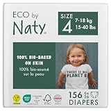 Eco by Naty Babywindeln — Umweltfreundliche Windeln auf pflanzlicher Basis, ideal für empfindliche Babyhaut und helfen, Verlust zu verhindern (Größe 4, 156 Einheiten)