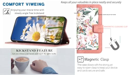 Image of TROUNCE Flip Cover Card Holder Wallet Case | Magnetic Closure | Full Body Protection | Inner Back Cover (Vegan Leather- Floral Pink) for OnePLus Nord 4