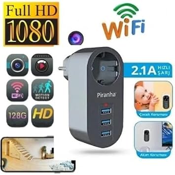 Akım Korumalı Adaptör Mini Gizli Wifi Kamera 4K