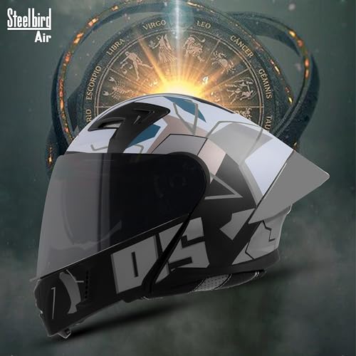 Image of Steelbird SBA-20 05 ISI Certified Flip-Up Graphic Helmet for Men with Inner Chrome Sun Shield