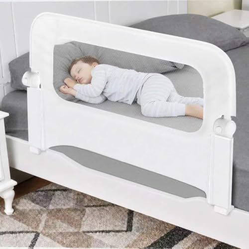 NUTIKAS Baby Bed Rail Guard for Toddlers - 35.4" Toddler Bed Rails for Crib,Twin,Full, Queen Bunk Size Bed Swing Down Bedrail Extral Tall Child Safety Side Railing Guards for Kids