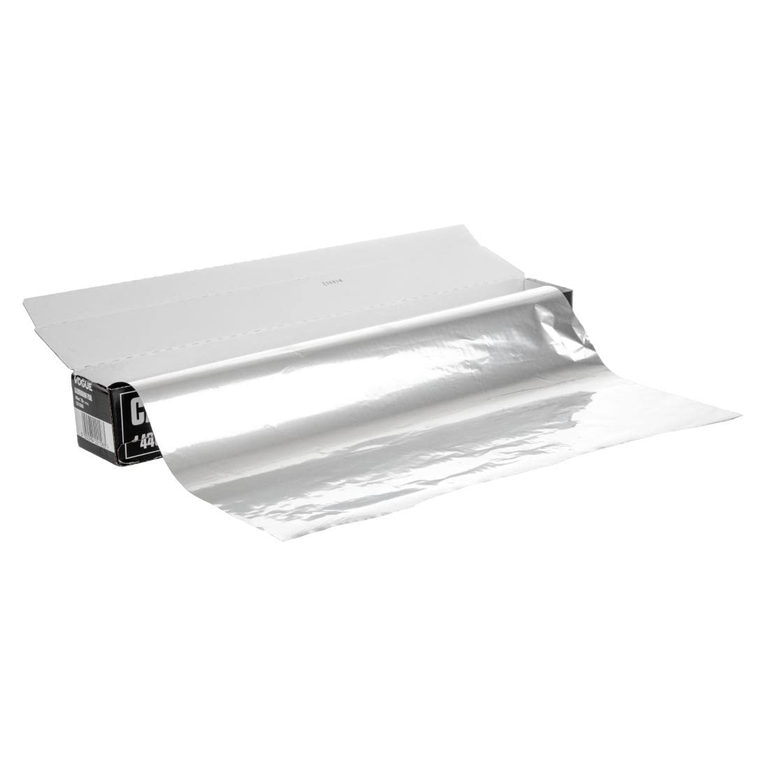 Vogue Papier aluminium, 440 mm x 75 mètres, argent, avec lame de coupe dentelée, 12 microns, rouleau de papier d'aluminium pour service alimentaire, film de cuisine de qualité supérieure, CF353