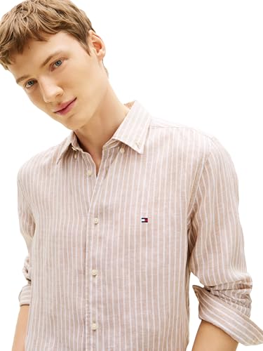 Image of Tommy Hilfiger Men's Long Sleeve Casual Linen Button Down Shirts in Regular Fit
