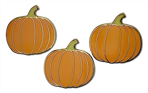 Novel Merk Pumpkin & Fall Appreciation Lapel Pin Hat Pin & Tie Tack Set with Clutch Back (3-Pumpkin)
