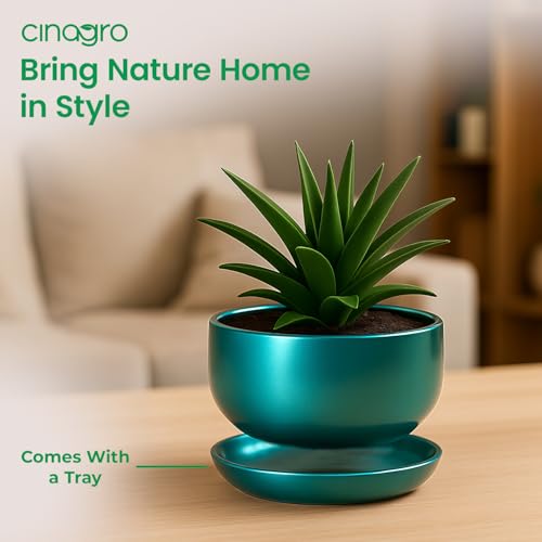 Image of CINAGRO Metal Planter Pot for Indoor Plants, Round Decorative Flower Pot, Rust-Resistant, Modern Plant Holder for Home, Balcony, Office (13.97 x 7.62 cm, Pulse Nest - Trio)