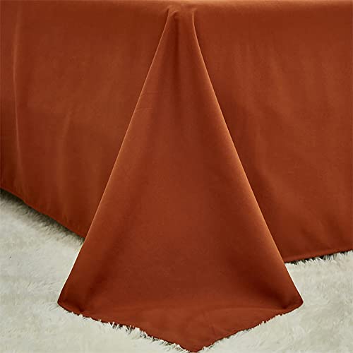 Karever Solid Rust Bed Sheet Set Burnt Orange 4 Pieces Bedding Sheet Set 1 Fitted Sheet 1 Flat Sheet With 2 Pillowcases Queen Size Women Men Bed Caramel Sheet Sets #TOP3