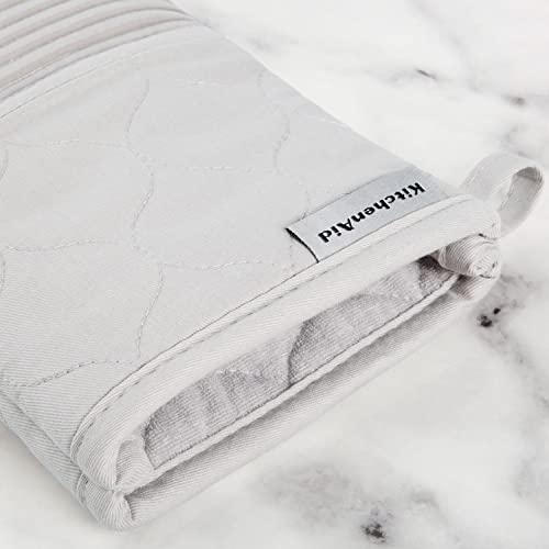 Image of KITCHENAID Quilted Cotton Terry Cloth Oven Mitt, Pot Holder, Kitchen Towel 4-Pack Set, Heat Resistant, Silicone Grip, 16 inchx26 inch, 7 inchx13 inch & 7 inchx10 inch, Matte Grey