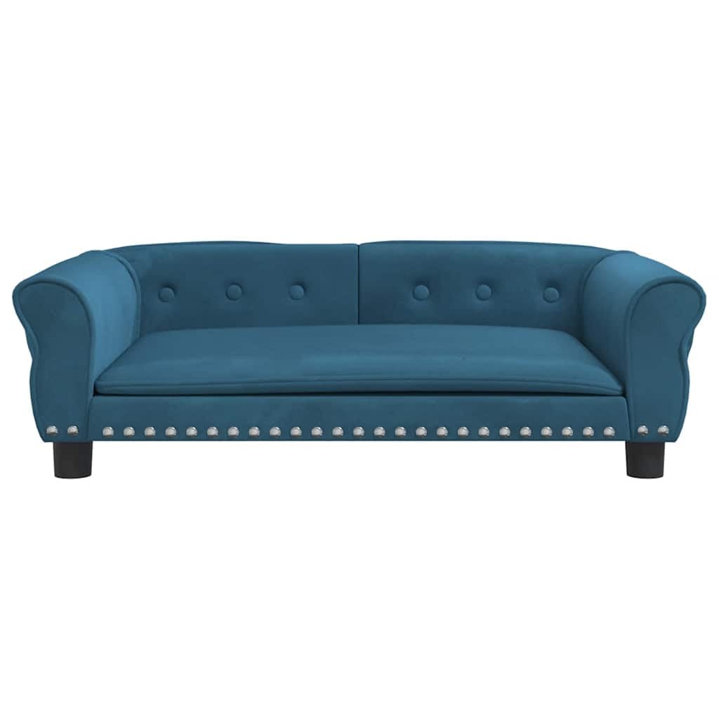 vidaXL Cama para Perros de Terciopelo Azul 95x55x30 cm, sofá para Perros, Cama para Cachorros, Asiento para Perros, sofá para Mascota