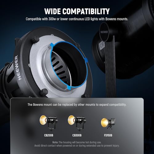 Ficha técnica NEEWER Foco Snoot con Lente de Proyección 40 grados Enfoque Ajustable 16 Gobos Metal 5 Geles Color Bolsa Snoot Cónico para Montaje Bowens LED Iluminación Salida Continua Luz de Video Estudio 300W LS-38 - Fernando Cortés Ficha técnica NEEWER Foco Snoot con Lente de Proyección 40 grados Enfoque Ajustable 16 Gobos Metal 5 Geles Color Bolsa Snoot Cónico para Montaje Bowens LED Iluminación Salida Continua Luz de Video Estudio 300W LS-38 - Fernando Cortés