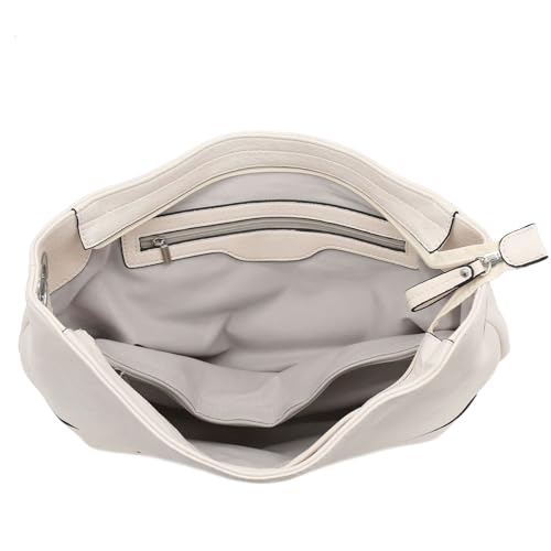 Hobo Shoulder Bag with Big Snap Hook Hardware (Ivory)