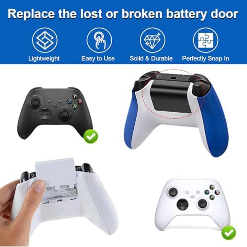 Battery Door Replacement Compatible with Xbox One Controller Back Panel Housing Repair Parts Black and White 4 Pack - 3