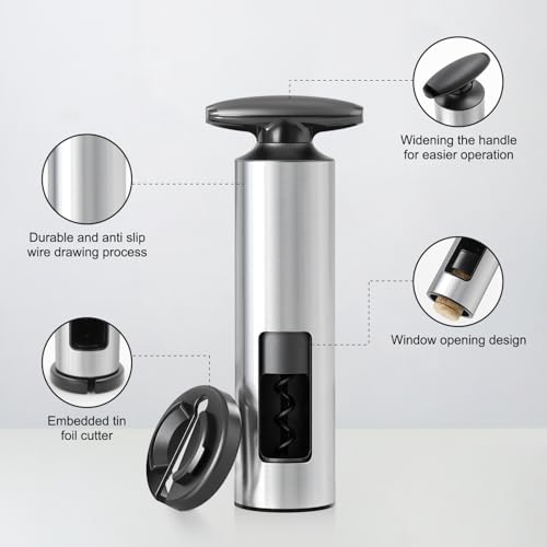 ELMWAY VinoLux Series Manual Wine Opener, Effort-Saving Self-Pull Corkscrew with Built-in Foil Cutter - Image 2
