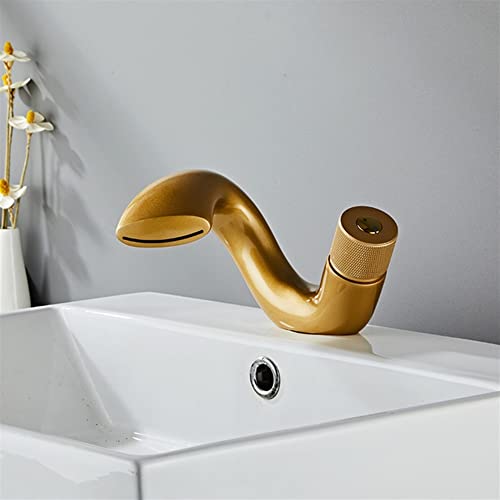 Eau chaude et froide maîtrisée avec le mitigeur de lavabo doré design