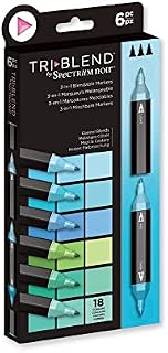 Crafter's Companion SN-TBLE-COBL6 Spectrum Noir TriBlend Alcohol 3 Marker Pens-Coastal Blends-Pack of 6, One Size