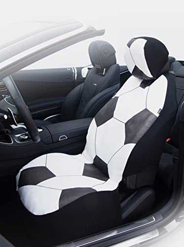 Image of Eurow Varsity Sports PVC Vinyl Seat Cover with Headrest, Universal Fit for Cars, Trucks, SUVs, Water & Scratch Resistant, Easy Install, Sport Design, Compatible with Low-Back Seats & Airbags, Soccer