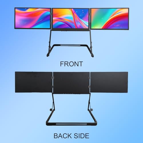 Image of 15.6'' Laptop Screen Extender Portable Triple Monitor | 1920x1080 IPS 3-Screen Foldable Display, Quad Screen View Workstation for 13.6 inch-17 inch Laptops,USB-C & Mini H /D Interface