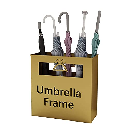 Sywlwxkq Umbrella Holder Rack,Umbrella Stand Large Capacity Wrought Iron,12 Grid Designs,Gold,36X13X41Cm